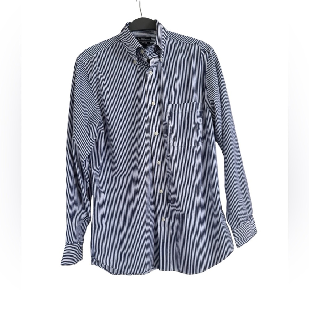 Croft & Barrow Blue Striped Men's Shirt Button Down Collar Size 15 32/33 - Picture 1 of 2